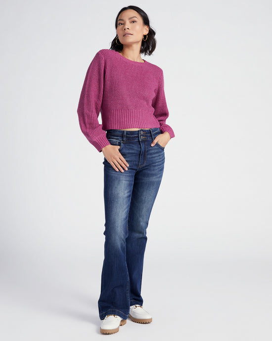 Magenta $|& Cozy CO Ribbed Knit Open Back Pullover - SOF Full Front