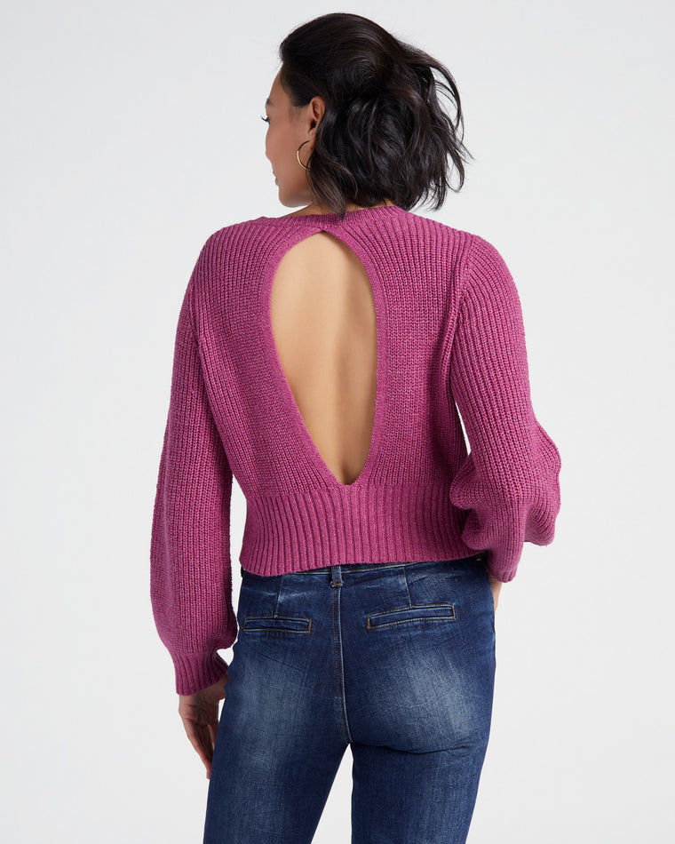 Magenta $|& Cozy CO Ribbed Knit Open Back Pullover - SOF Back