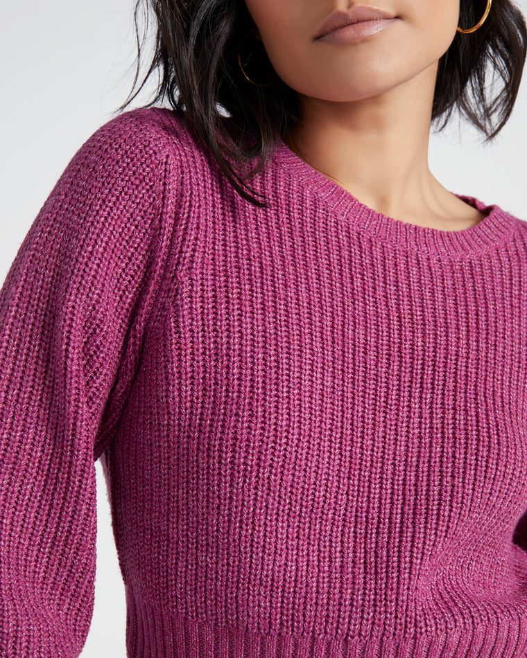 Magenta $|& Cozy CO Ribbed Knit Open Back Pullover - SOF Detail