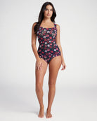 Black Floral $|& Hanky Panky Printed Retro Lace V-kini - SOF Full Front