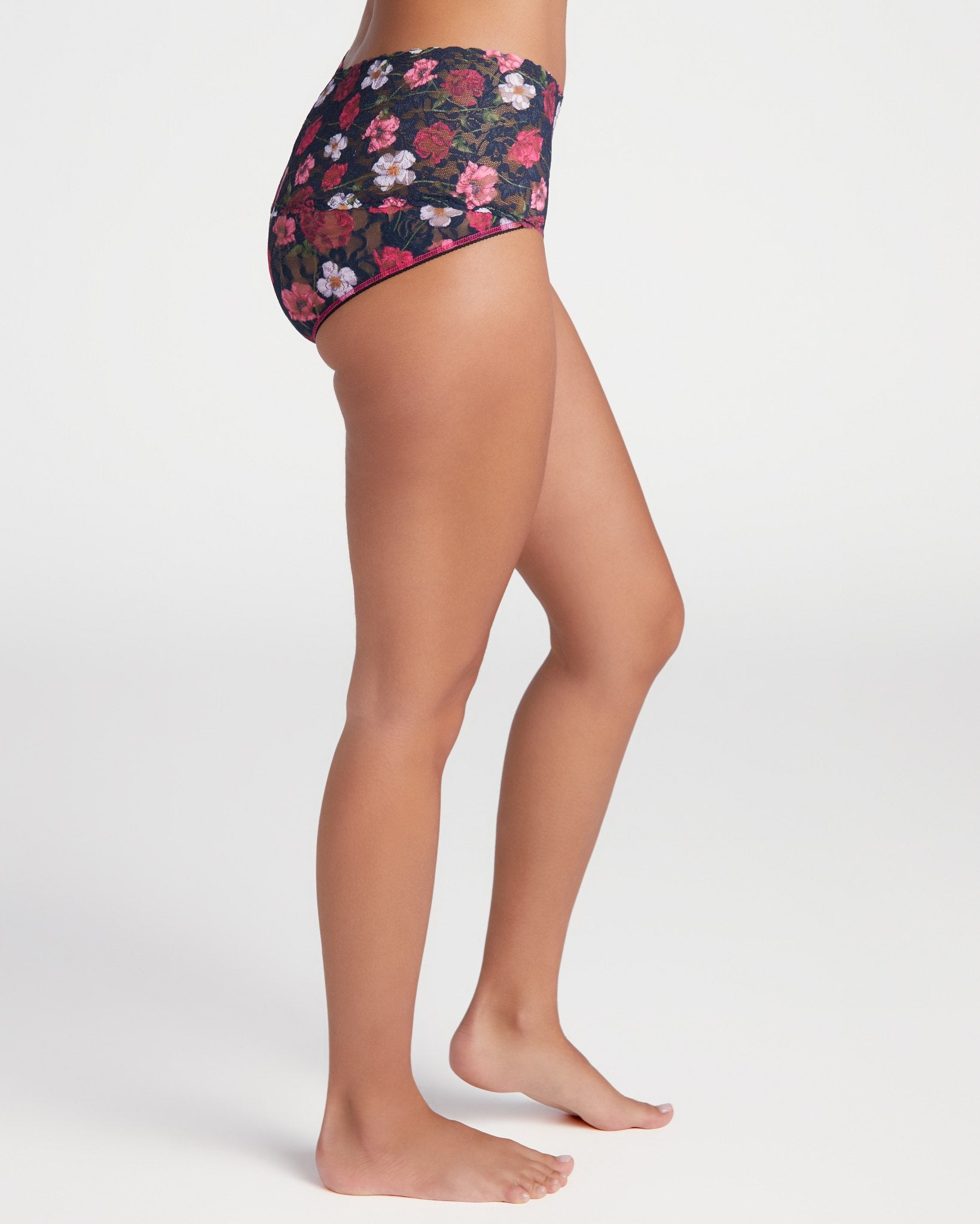 Black Floral $|& Hanky Panky Printed Retro Lace V-kini - SOF Back
