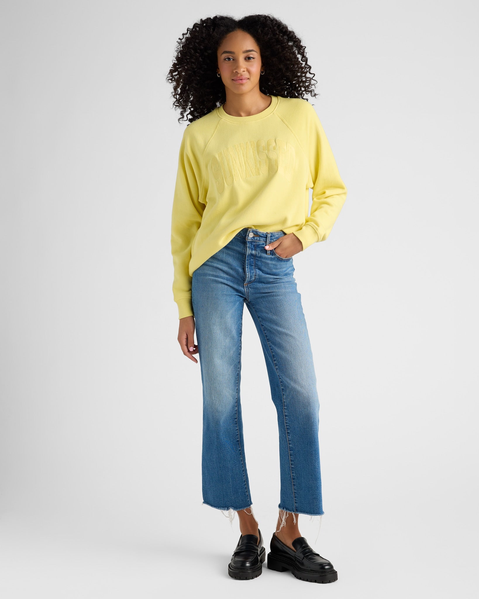 Sunkissed Yellow $|& Thread & Supply Cozy Embroidered Top - SOF Full Front