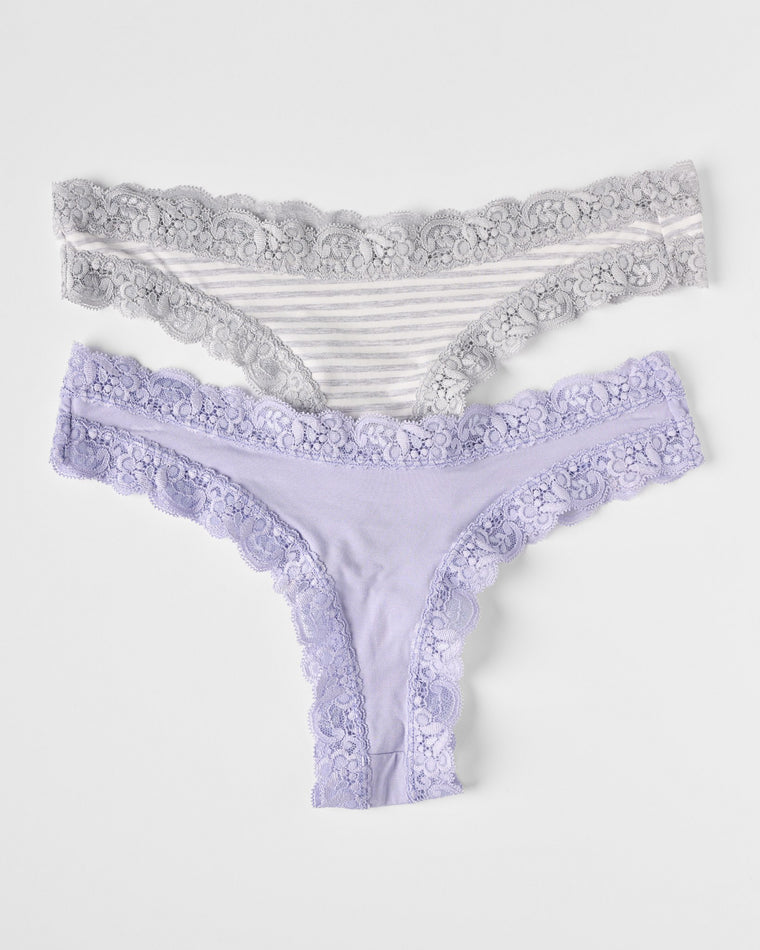 Dove Stripe/Lilac Haze 2 Pack $|& Fleur't Iconic Thong