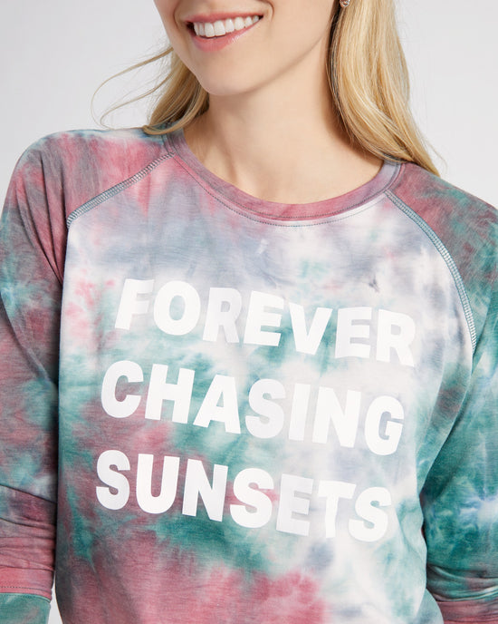 Sage Dusty Rose $|& 78 & Sunny Chasing Sunsets Tie Dye Graphic Pullover - SOF Detail