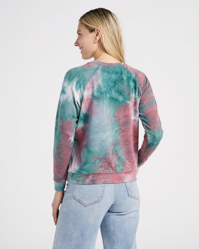 Sage Dusty Rose $|& 78 & Sunny Chasing Sunsets Tie Dye Graphic Pullover - SOF Back