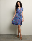 Blue $|& Apricot Ditsy Spritz Ruffle V-Neck Dress - UGC On Fig