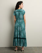 Green $|& Apricot Diamond Crochet Button Maxi Dress - SOF Back