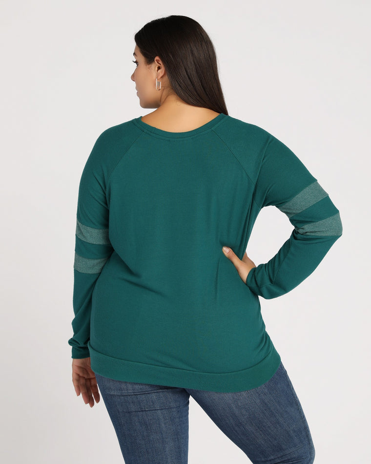 Spruced Up/Heathered Spruced Up $|& 78 & Sunny Varsity Hacci Pullover - SOF Back