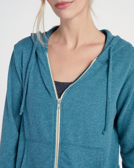 Heather Spruced Up $|& Interval Hacci Zip Front Pocket Hoodie - SOF Detail