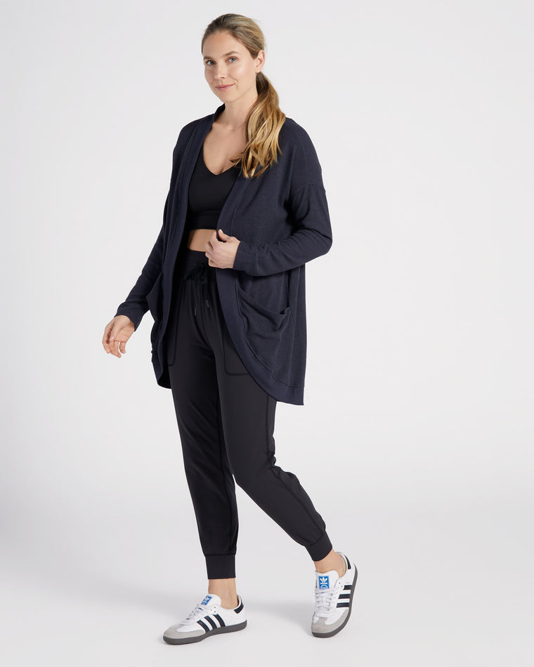 Textured Black $|& Interval Cocoon Cardigan - SOF Full Front