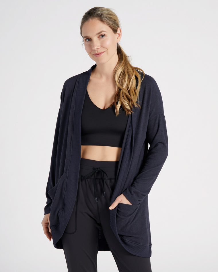 Textured Black $|& Interval Cocoon Cardigan - SOF Front