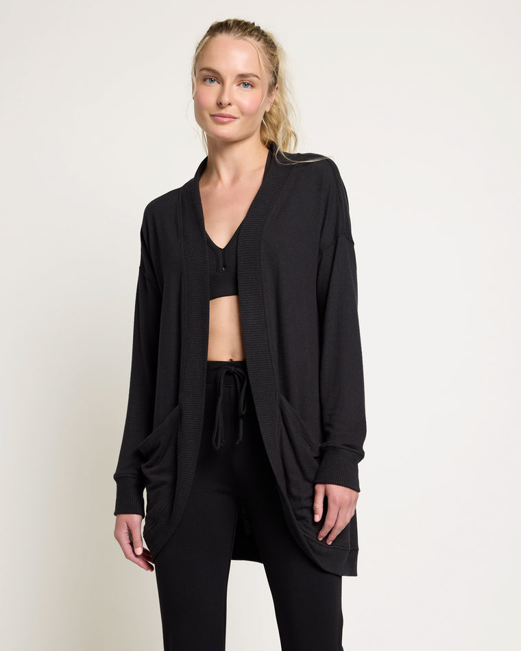 Textured Black $|& Interval Cocoon Cardigan - SOF Front