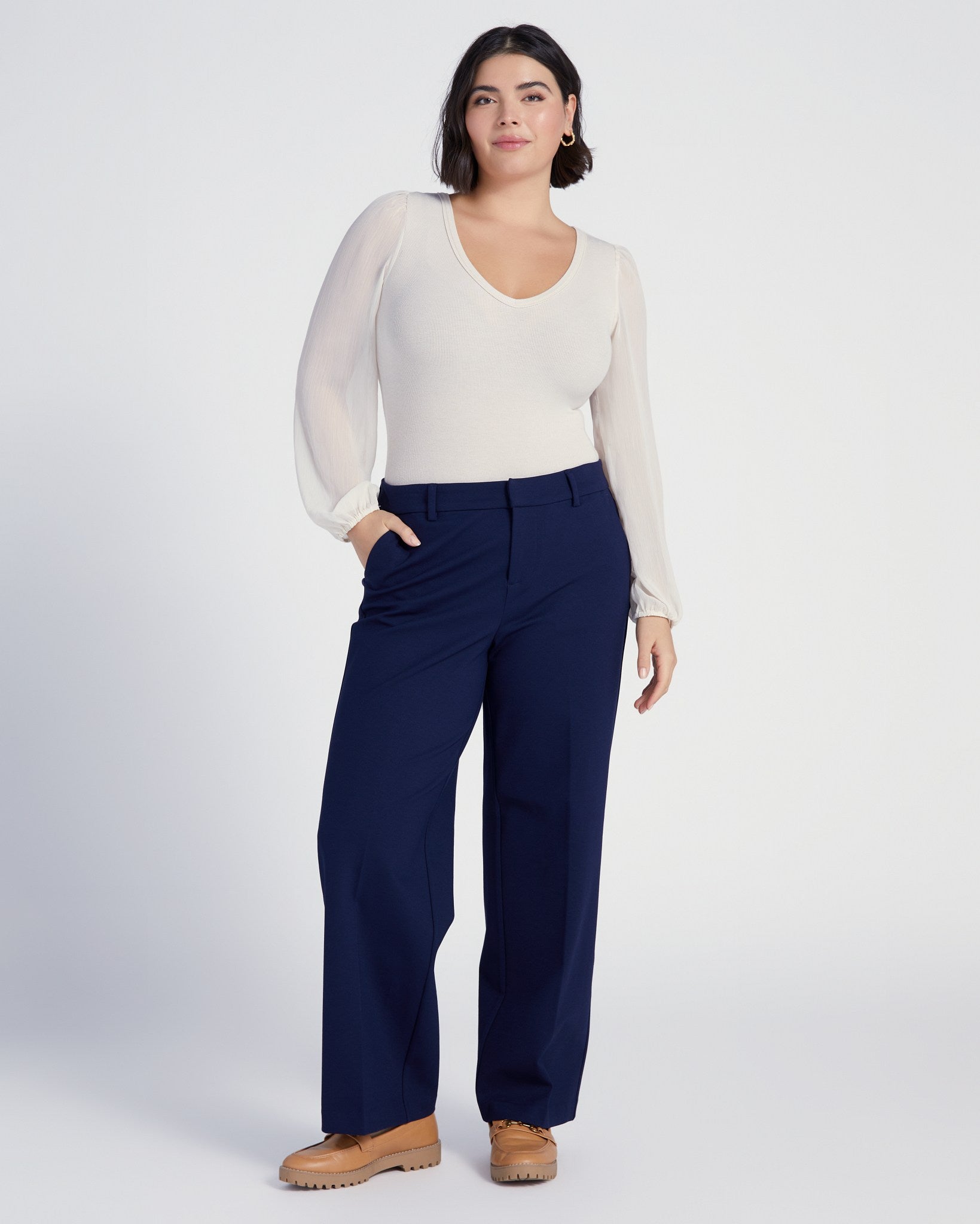 Cadet Blue $|& Liverpool Kelsey Wide Leg Trouser - SOF Full Front