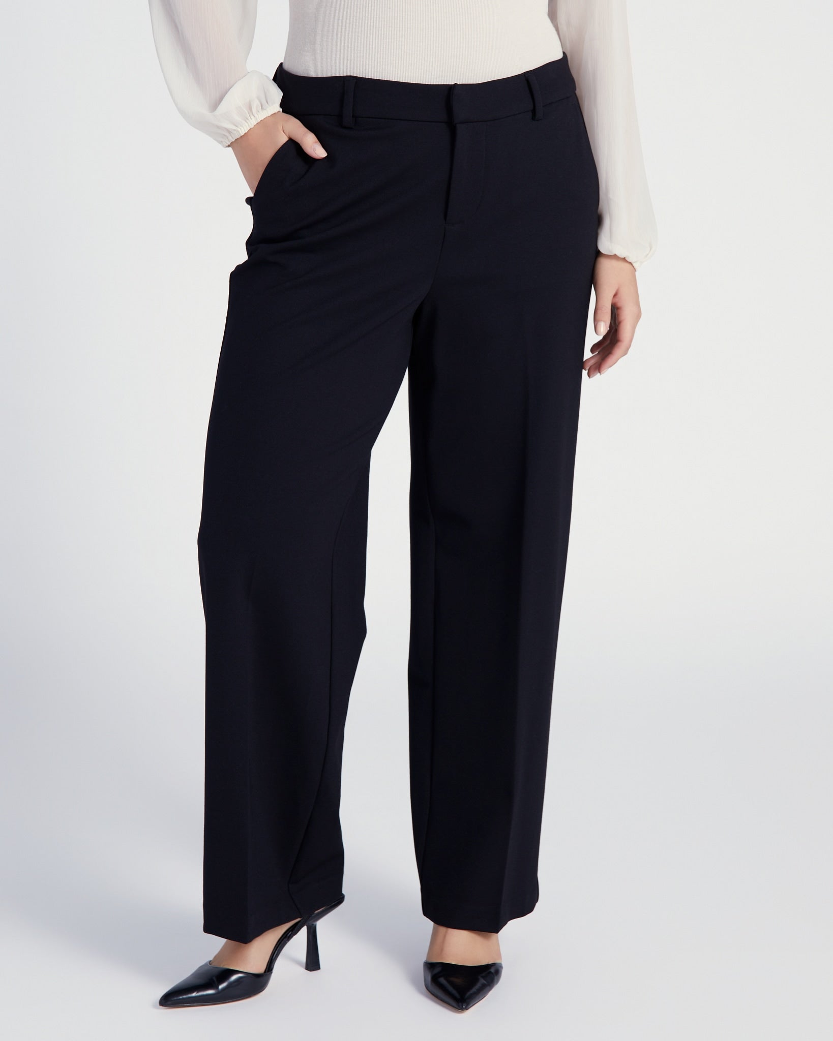 Black $|& Liverpool Kelsey Wide Leg Trouser - SOF Front