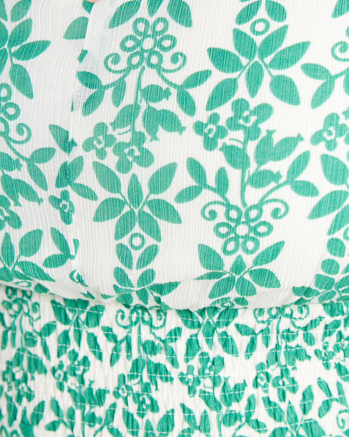 White-Kelly Green $|& Skies Are Blue Print Midi Dress - SOF Detail