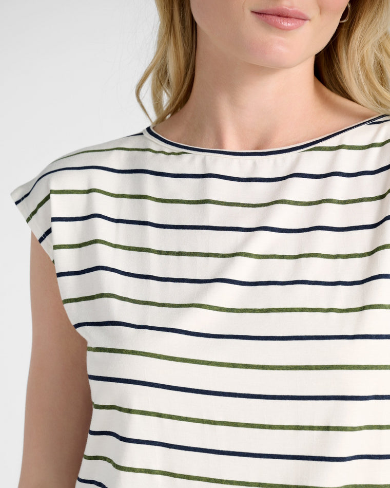 Natural/Nymph/Indin $|& SEAS Brentwood Boat Neck Stripe Top - SOF Detail