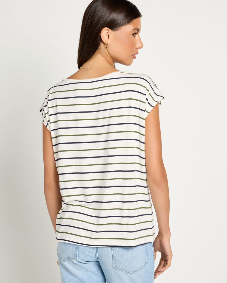 Natural/Nymph/Indin $|& SEAS Brentwood Boat Neck Stripe Top - SOF Back