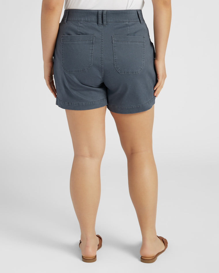 Shadow Grey $|& Democracy High Rise Double Button Utility Short - SOF Back