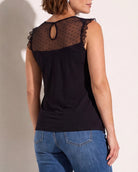 Black $|& Loveappella Mesh Dot Front Top - SOF Back