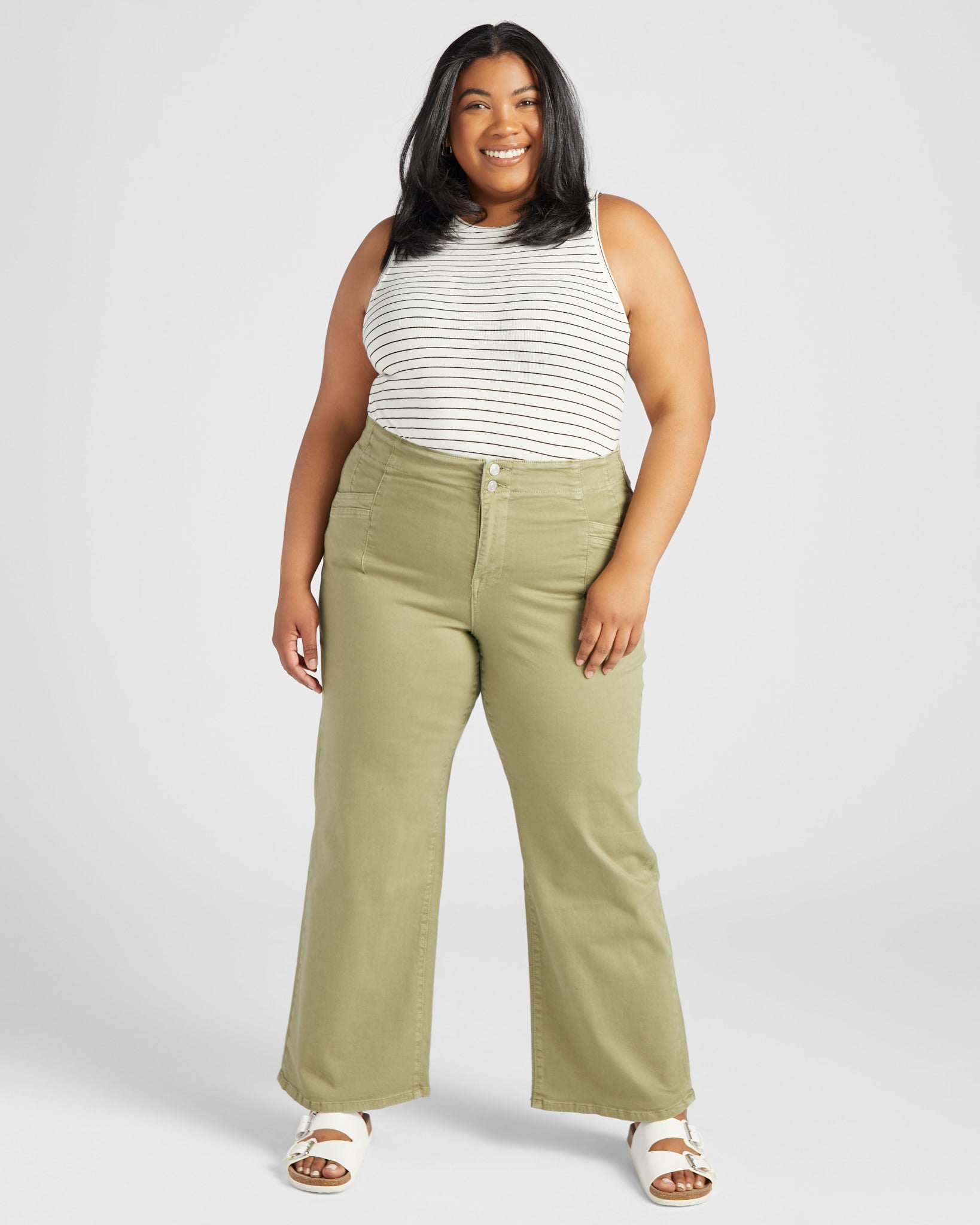Plus Size High Rise Wide Leg Twill Pants - Soft & Stretchy – Wantable