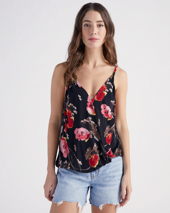 Black/Red Floral $|& West Kei Floral Knit Cami - SOF Front