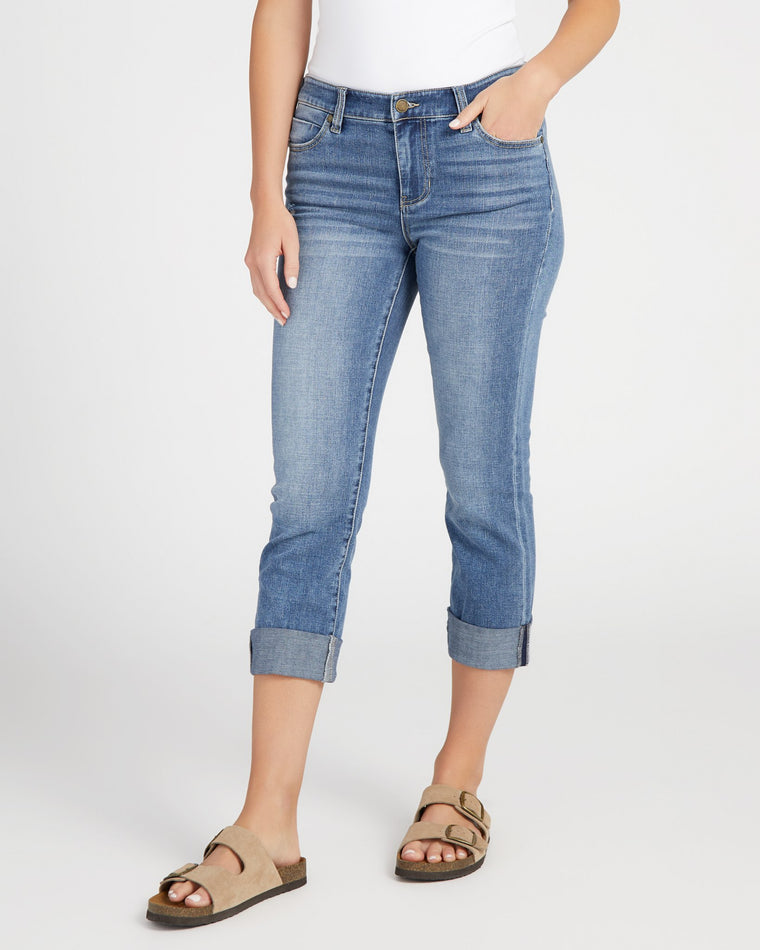 Pactola Blue $|& Liverpool Charlie Crop Skinny Jeans with Wide Cuff - SOF Front