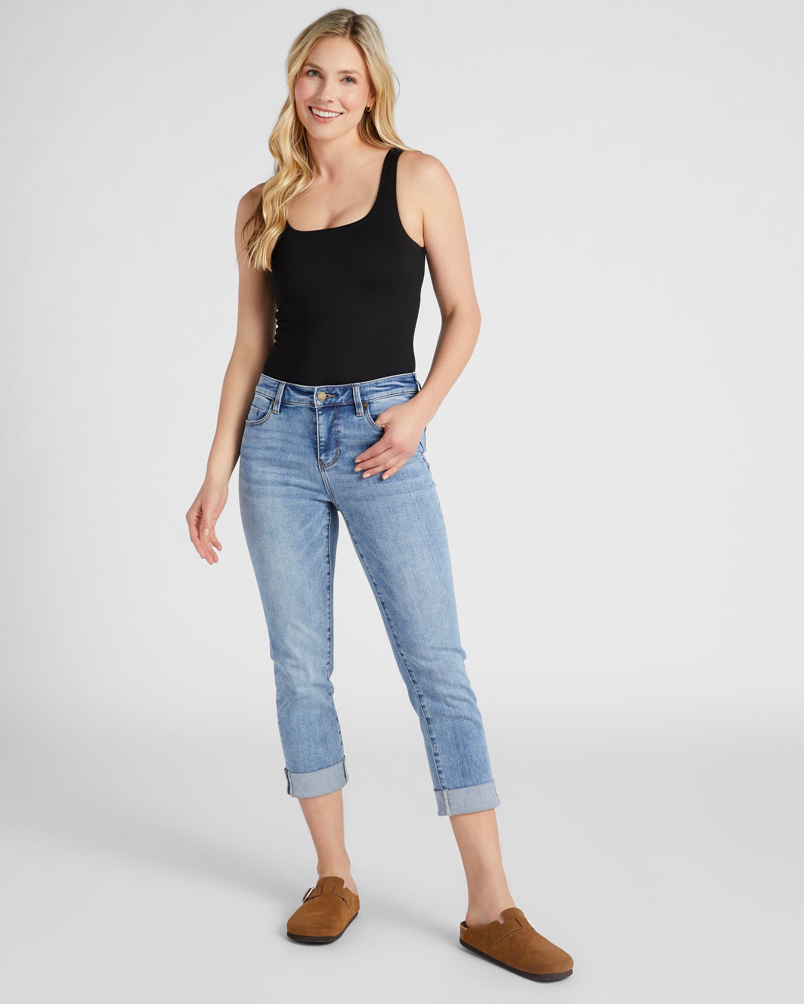 Marina Vista $|& Liverpool Charlie Crop Skinny Jeans with Wide Cuff - SOF Full Front