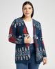 Plus Size Printed Long Sleeve Cardigan