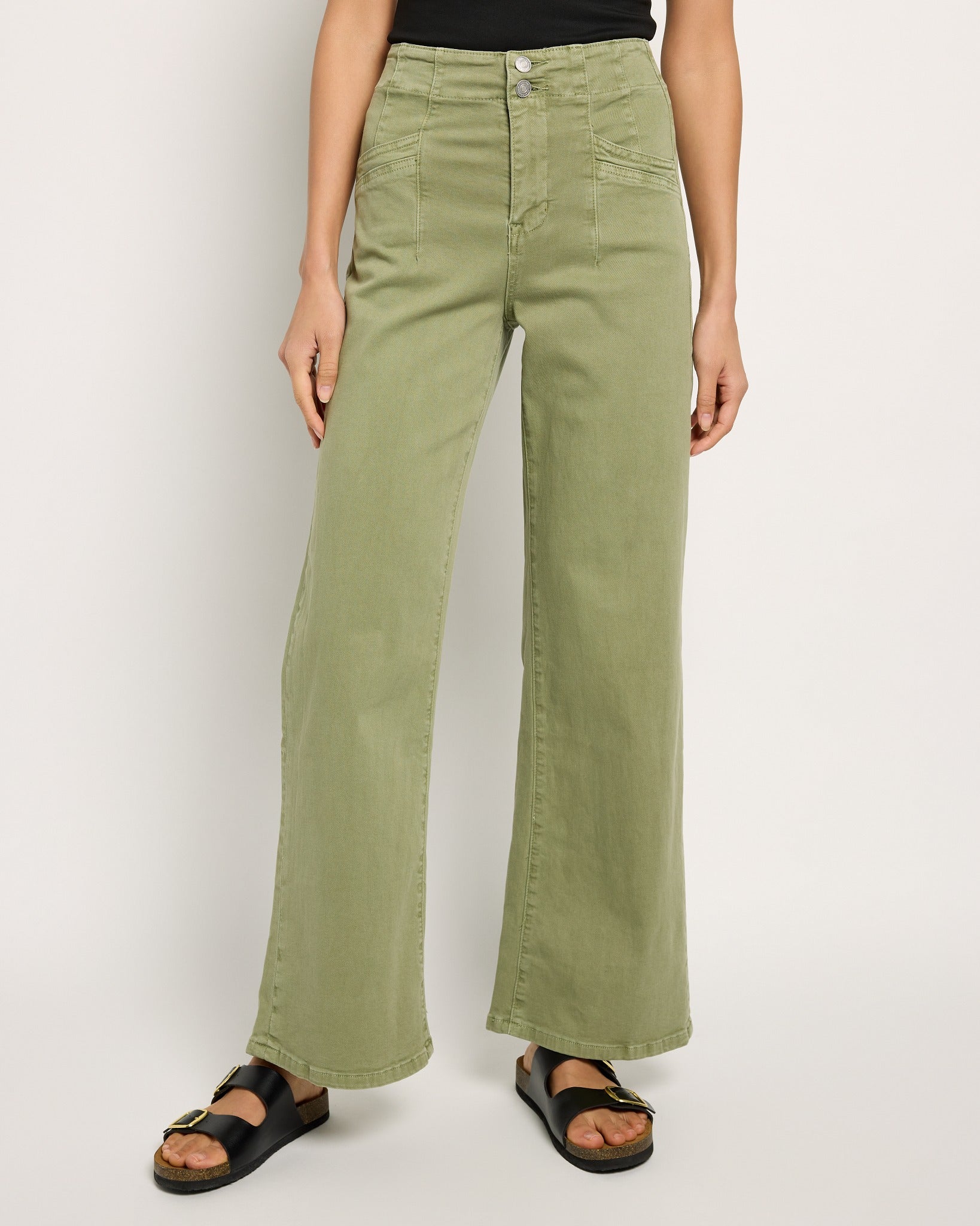 Olive $|& Mica Denim High Rise Wide Leg - SOF Front
