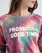 Aqua Tie Dye $|& SEAS Prosecco & Good Times Tie Dye Graphic Pullover - SOF Detail