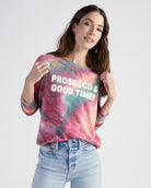 Aqua Tie Dye $|& SEAS Prosecco & Good Times Tie Dye Graphic Pullover - SOF Front