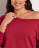 Chilli Pepper $|& SEAS Brooksville One Shoulder Sweatshirt - SOF Full Front