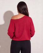 Chilli Pepper $|& SEAS Brooksville One Shoulder Sweatshirt - SOF Back