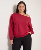 Chilli Pepper $|& SEAS Brooksville One Shoulder Sweatshirt - SOF Front
