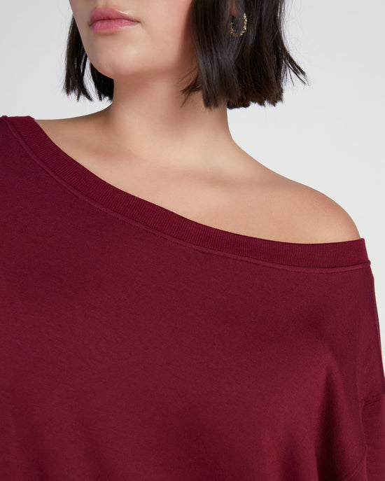 Cabernet $|& 78&SUNNY Brooksville One Shoulder Sweatshirt - SOF Detail