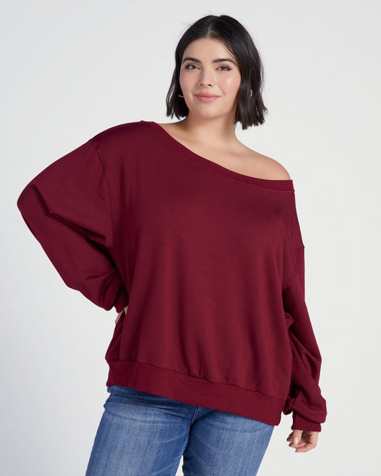 Cabernet $|& 78&SUNNY Brooksville One Shoulder Sweatshirt - SOF Front