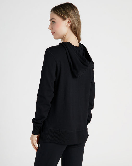 Black $|& Interval Hacci Pocket Hoodie with Ribbed - SOF Back