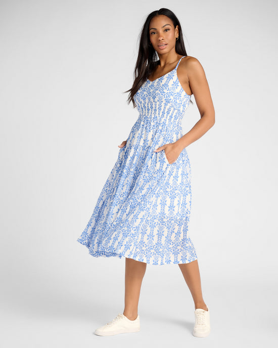 Blue $|& Skies Are Blue Print Midi Dress - SOF Front