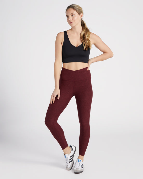 Red Wine $|& Interval Spacedye Everyday Cross Over Legging - SOF Full Front