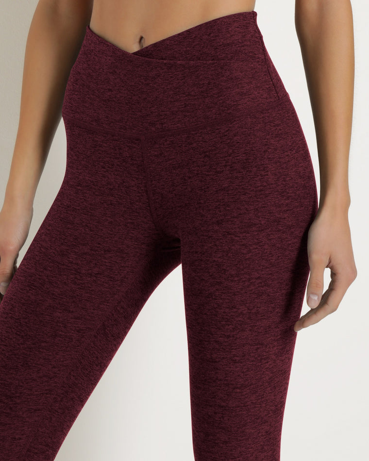 Red Wine $|& Interval Spacedye Everyday Cross Over Legging - SOF Full Front