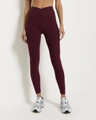Red Wine $|& Interval FlowHeather Sculpt Crossover Leggings - SOF Front
