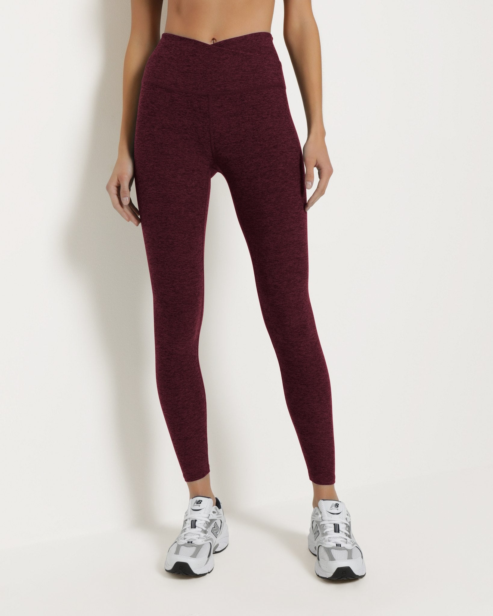 Red Wine $|& Interval FlowHeather Sculpt Crossover Leggings - SOF Front