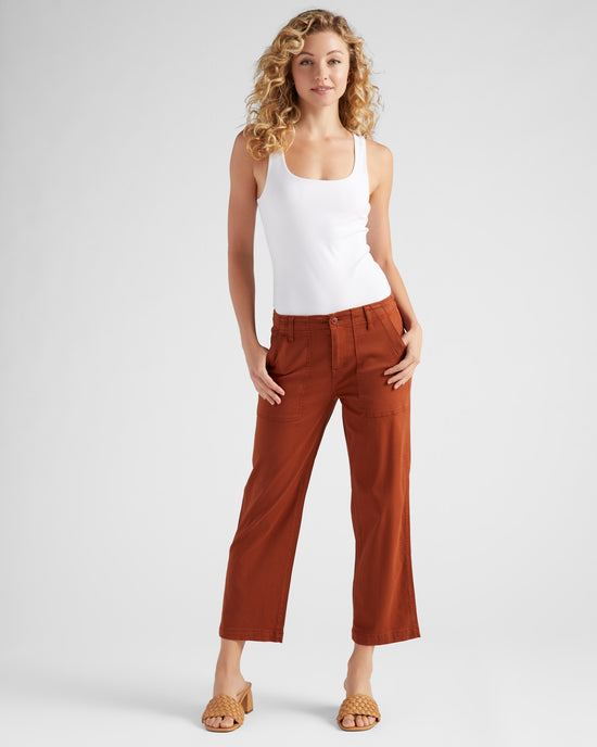 Burlywood Brown $|& Liverpool Cargo Wide Leg Crop Pant - SOF Full Front