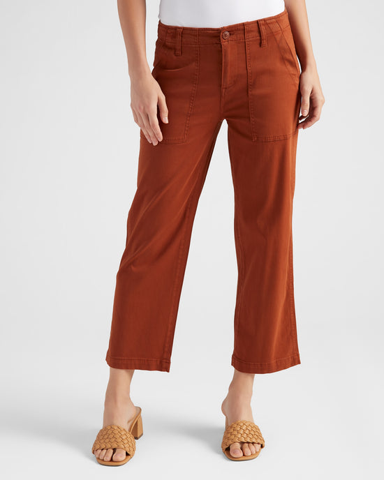 Burlywood Brown $|& Liverpool Cargo Wide Leg Crop Pant - SOF Front