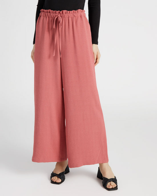 Berry Pink $|& Mystree Paperbag Waist Wide Leg Pant - SOF Front