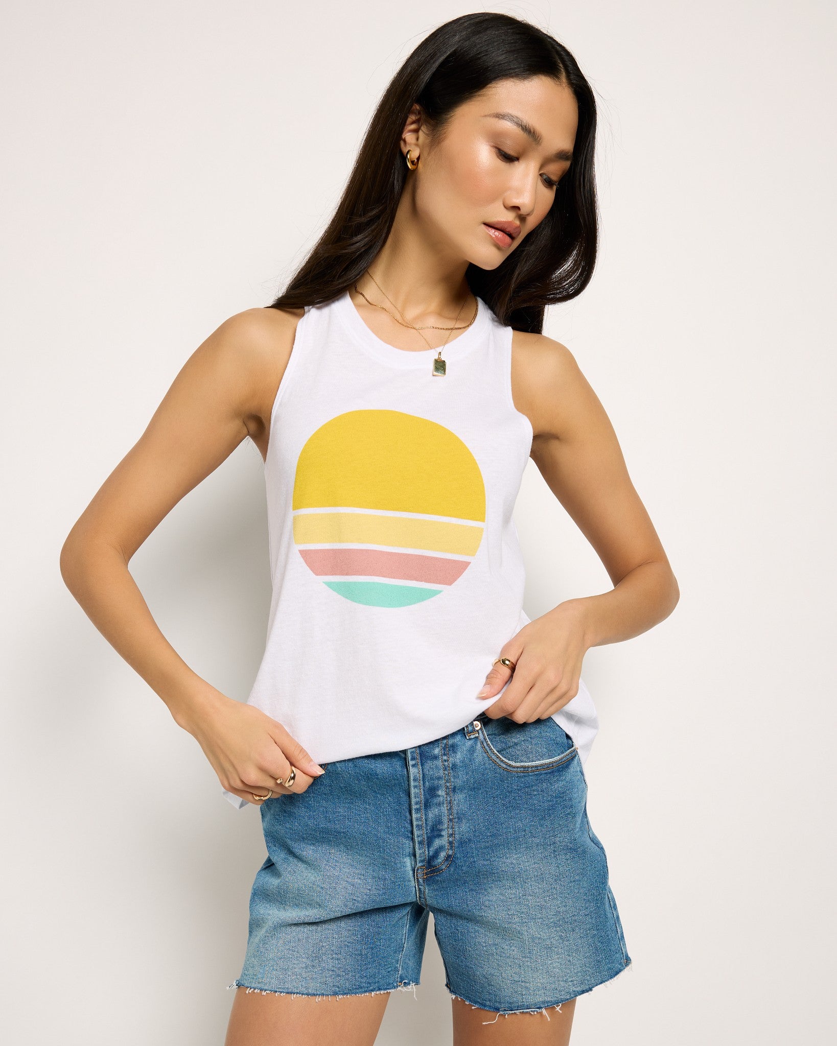 White $|& SEAS Sunny Logo Graphic Tank - SOF Front