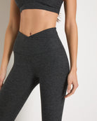 Heather Charcoal $|& Interval FlowHeather Sculpt Crossover Leggings - SOF Full Front