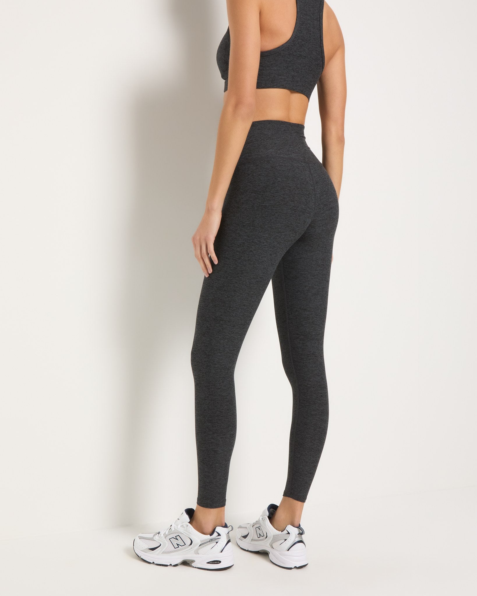 Heather Charcoal $|& Interval FlowHeather Sculpt Crossover Leggings - SOF Back