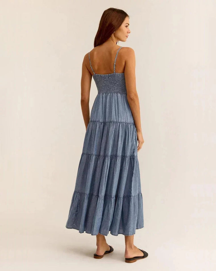Washed Chambray $|& Z Supply Balos Chambray Midi Dress - VOF Back