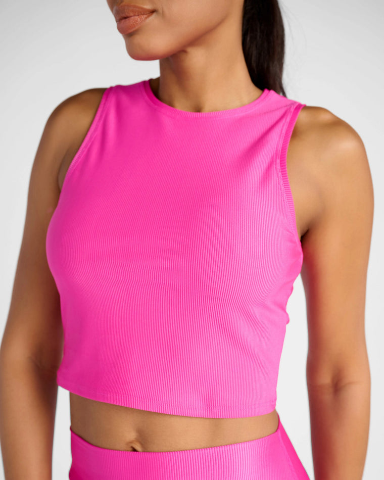 Fuschia $|& Interval Revive Ribbed Tank - SOF Detail